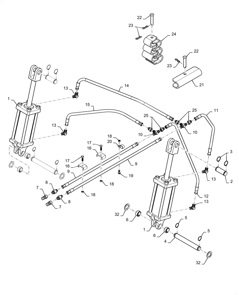 Схема запчастей Case IH 690 - (35.100.01) - MAIN FRAME LIFT SYSTEM HYDRAULICS 