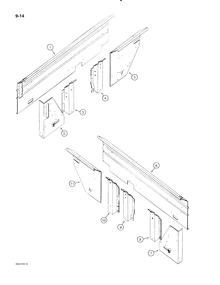 Схема запчастей Case IH 560 - (9-014) - SPREADER BOX , LEFT-HAND SIDE, USED ON MODEL 560 ONLY (09) - CHASSIS/ATTACHMENTS