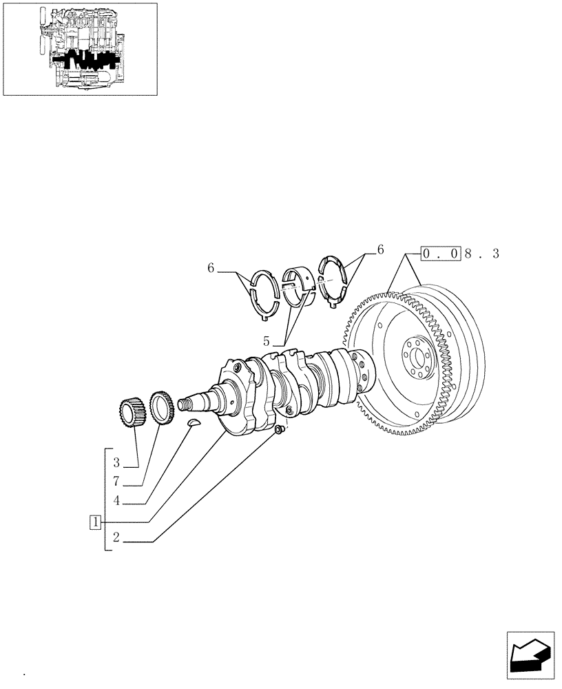 Схема запчастей Case IH JX1070N - (0.08.0) - CRANKSHAFT (01) - ENGINE