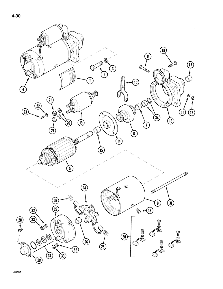 Схема запчастей Case IH 395 - (4-030) - STARTER MOTOR, BOSCH (04) - ELECTRICAL SYSTEMS