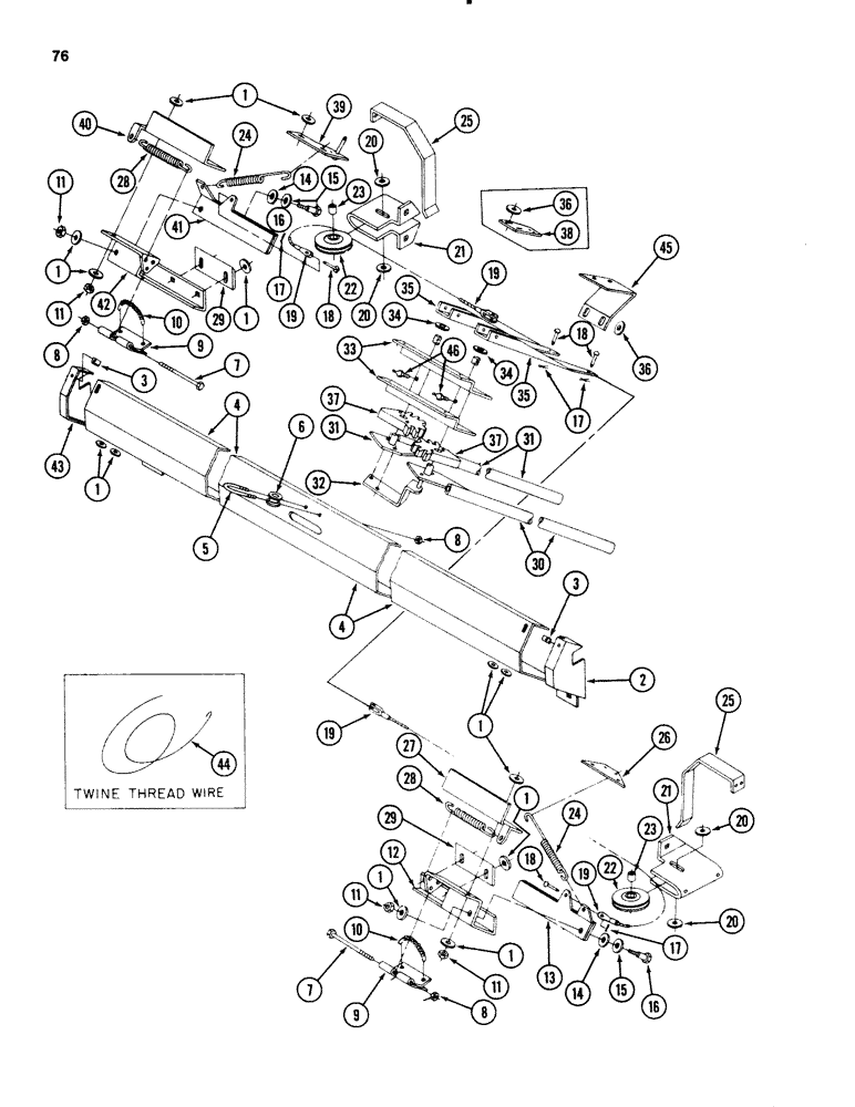 Схема запчастей Case IH 3650 - (76) - DUAL ELECTRIC CONTROLLED TWINE THREADER 