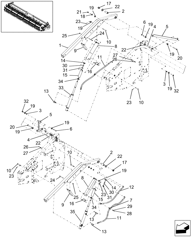 Схема запчастей Case IH 2020 - (20.07.04[3]) - HYDRAULICS, ARM LIFT, 35 FT & [30 FT PIN CBJ021302 AND AFTER] (35) - HYDRAULIC SYSTEMS