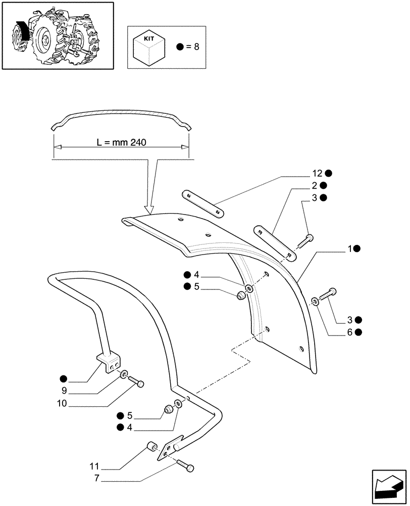 Схема запчастей Case IH JX1070C - (1.43.0/03) - (VAR.860) 2WD FRONT MUDGUARDS (04) - FRONT AXLE & STEERING