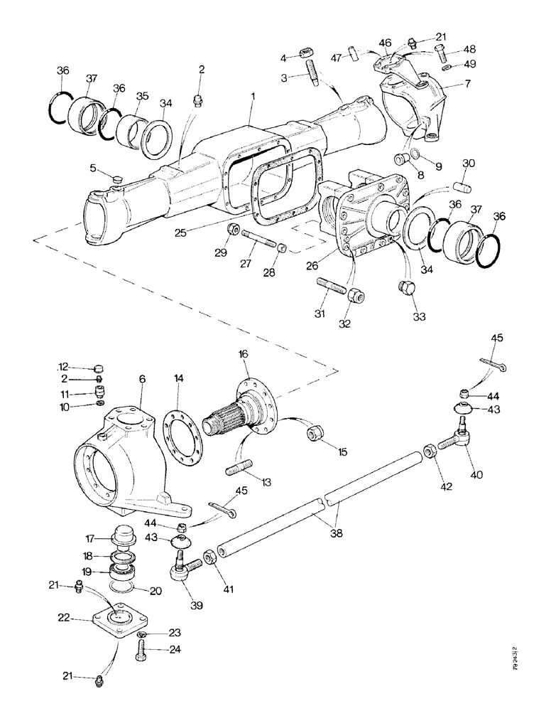 Схема запчастей Case IH 1490 - (G09-1) - FRONT AXLE CASE, S/N 11188155 AND AFTER - CARRARO AXLE, MFD MODEL (04) - FRONT AXLE