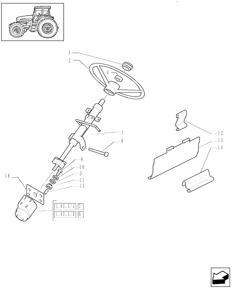 Схема запчастей Case IH JX1090U - (1.95.5) - STEERING WHEEL, STEERING COLUMN, POWER STEERING (10) - OPERATORS PLATFORM/CAB
