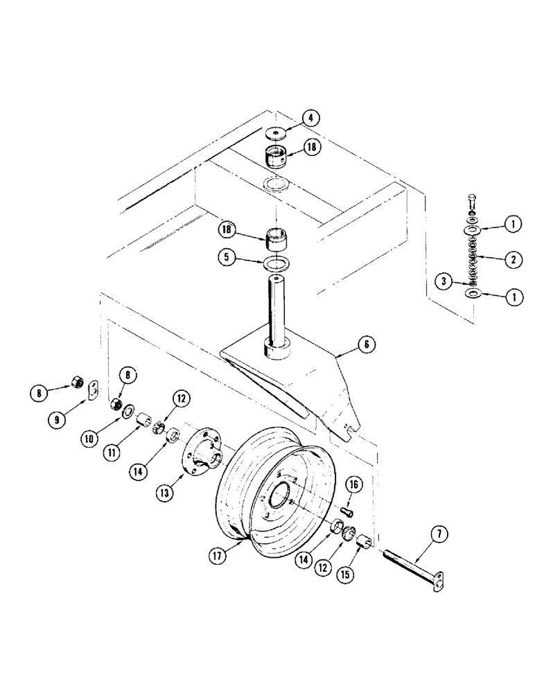 Схема запчастей Case IH 1255 - (068) - TAIL WHEEL (44) - WHEELS