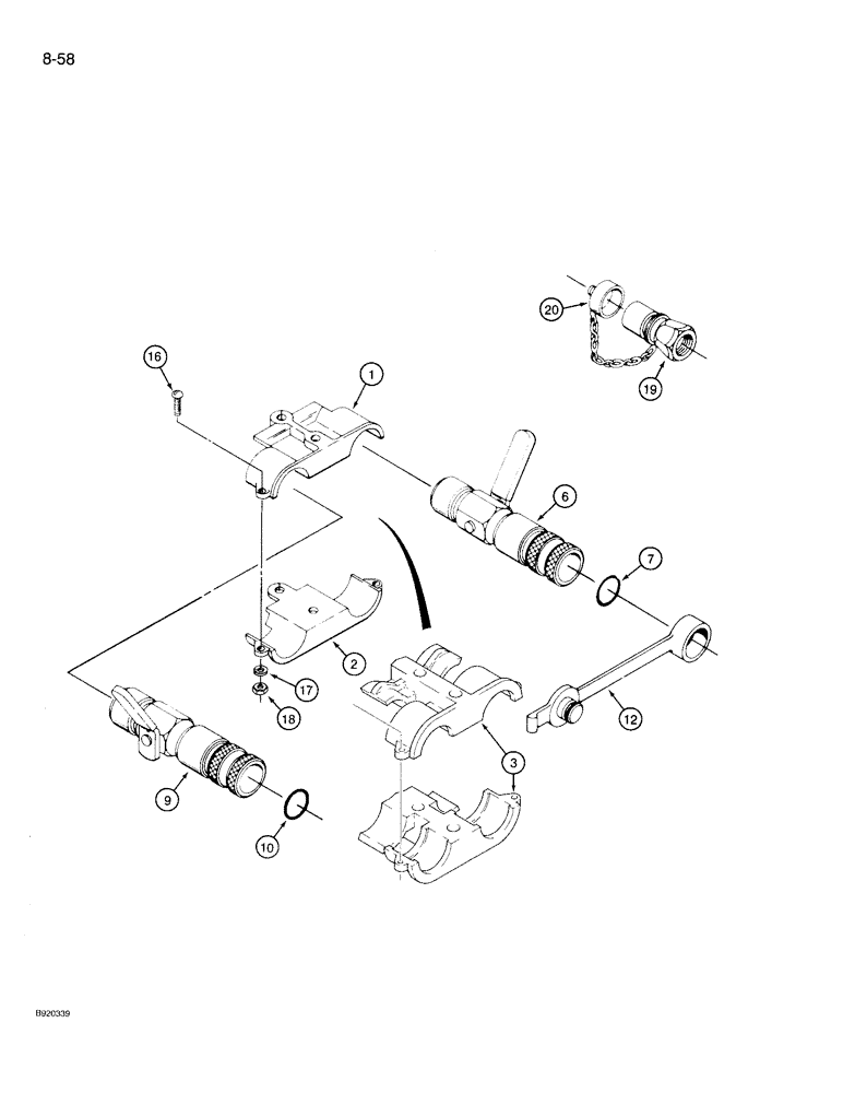 Схема запчастей Case IH 9230 - (8-058) - QUICK DISCONNECT COUPLER ASSEMBLY (08) - HYDRAULICS