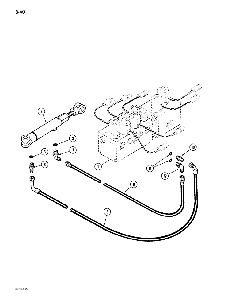 Схема запчастей Case IH 1844 - (8-40) - FAN CLUTCH CYLINDER SYSTEM (07) - HYDRAULICS