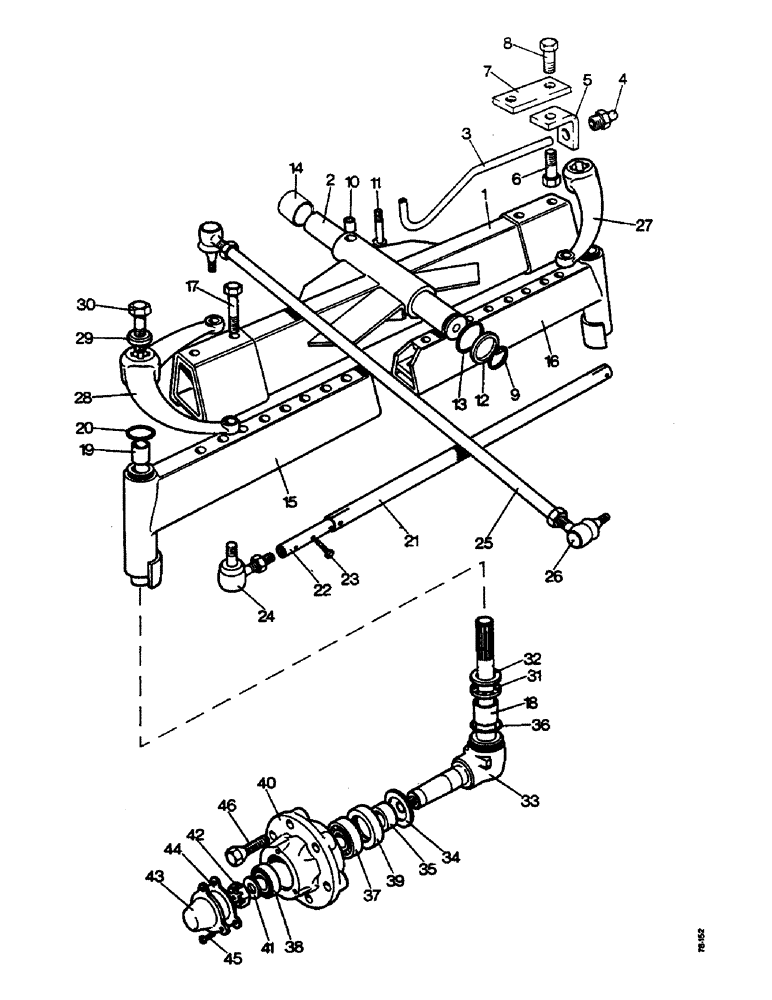 Схема запчастей Case IH 1212 - (H14) - STEERING AND FRONT AXLE, FRONT AXLE, 1210 AND 1212 TRACTORS Steering & Front Axle