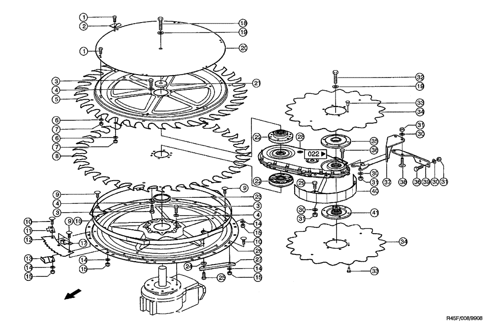 Схема запчастей Case IH RU450 - (0008) - INTAKE DISC, RIGHT (58) - ATTACHMENTS/HEADERS