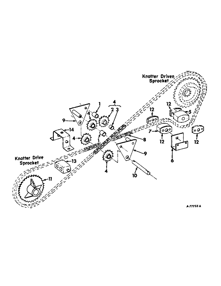 Схема запчастей Case IH 27 - (C-24) - KNOTTER DRIVE CHAIN AND IDLERS 