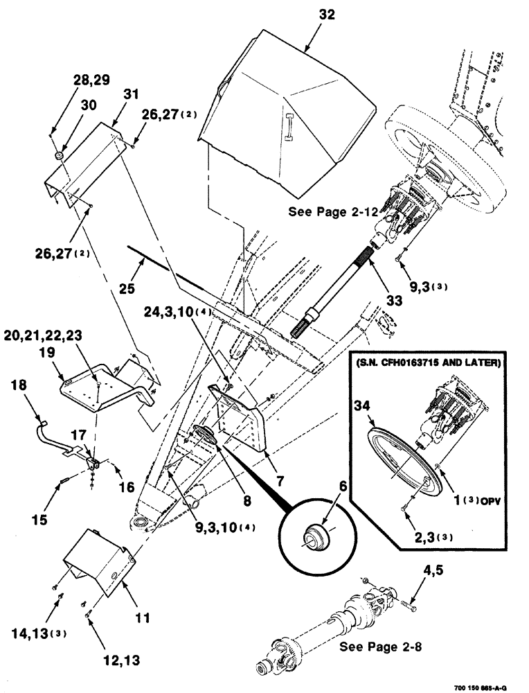 Схема запчастей Case IH 8575 - (02-006) - DRIVE LINE AND SHIELDS ASSEMBLY, S.N. CFH0163233 AND LATER Driveline