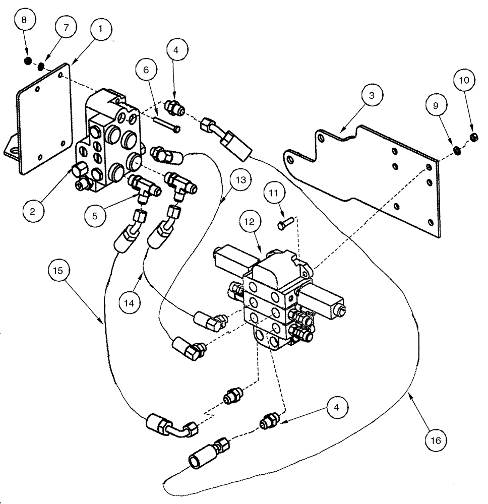 Схема запчастей Case IH L455 - (08-28) - MOUNTING BRACKETS EXTERNAL VALVE 3 Function - C50 - C60 With Self Leveling (08) - HYDRAULICS