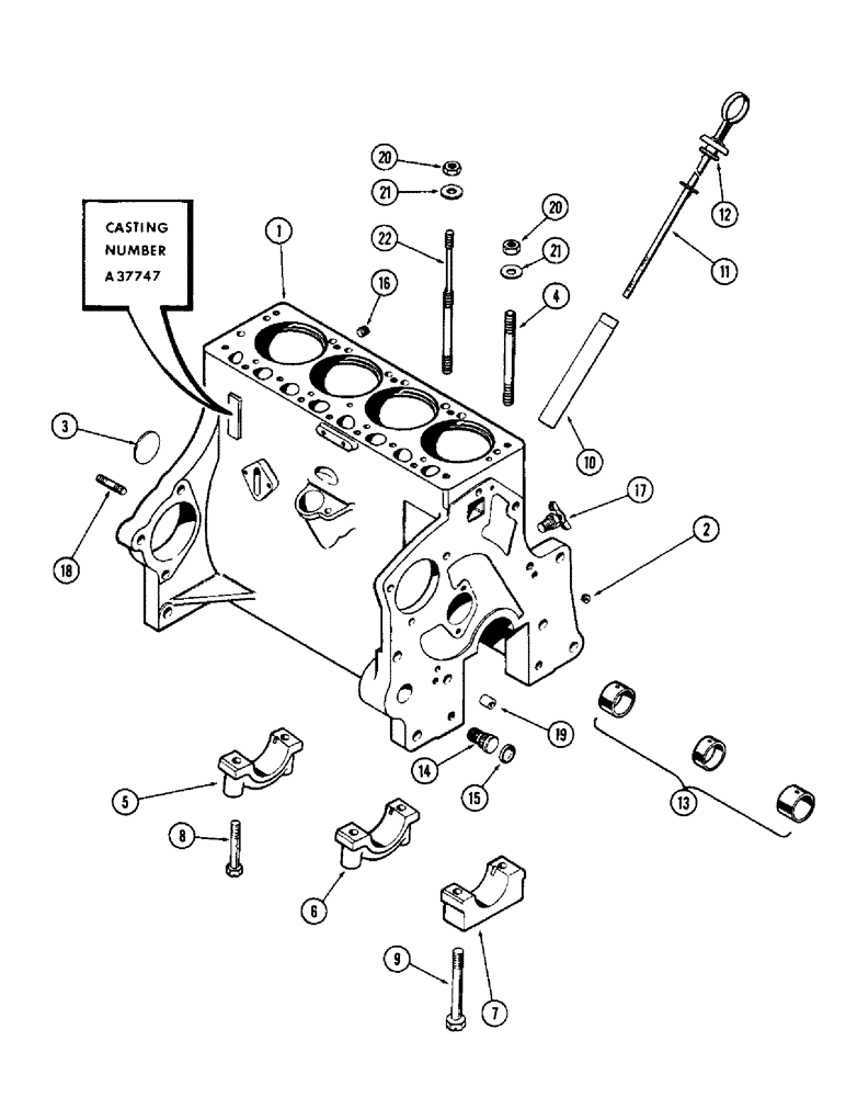 Схема запчастей Case IH 1255 - (030) - CYLINDER BLOCK ASSEMBLY, 188 SPARK IGNITION ENGINE (10) - ENGINE