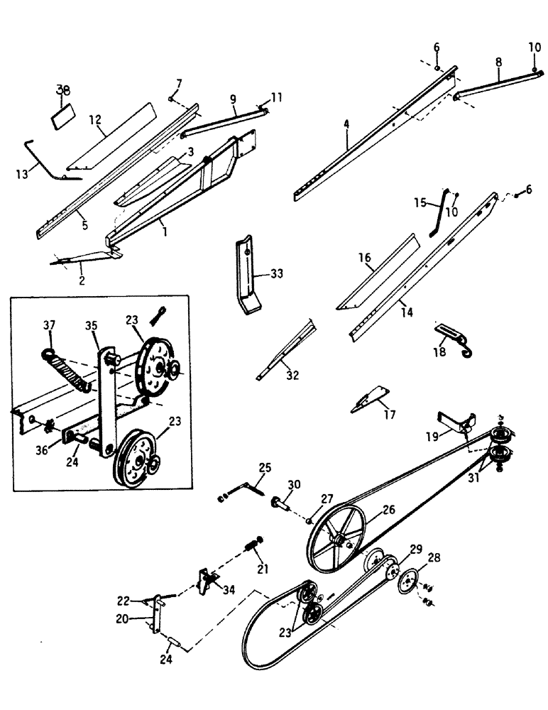 Схема запчастей Case IH 75 - (A-10) - REEL DRIVE, REEL SUPPORT ARMS AND END FRAME 