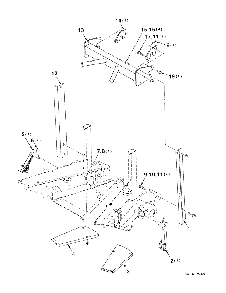 Схема запчастей Case IH 8750 - (7-04) - MAINFRAME ASSEMBLY, 38 INCH ROW (58) - ATTACHMENTS/HEADERS