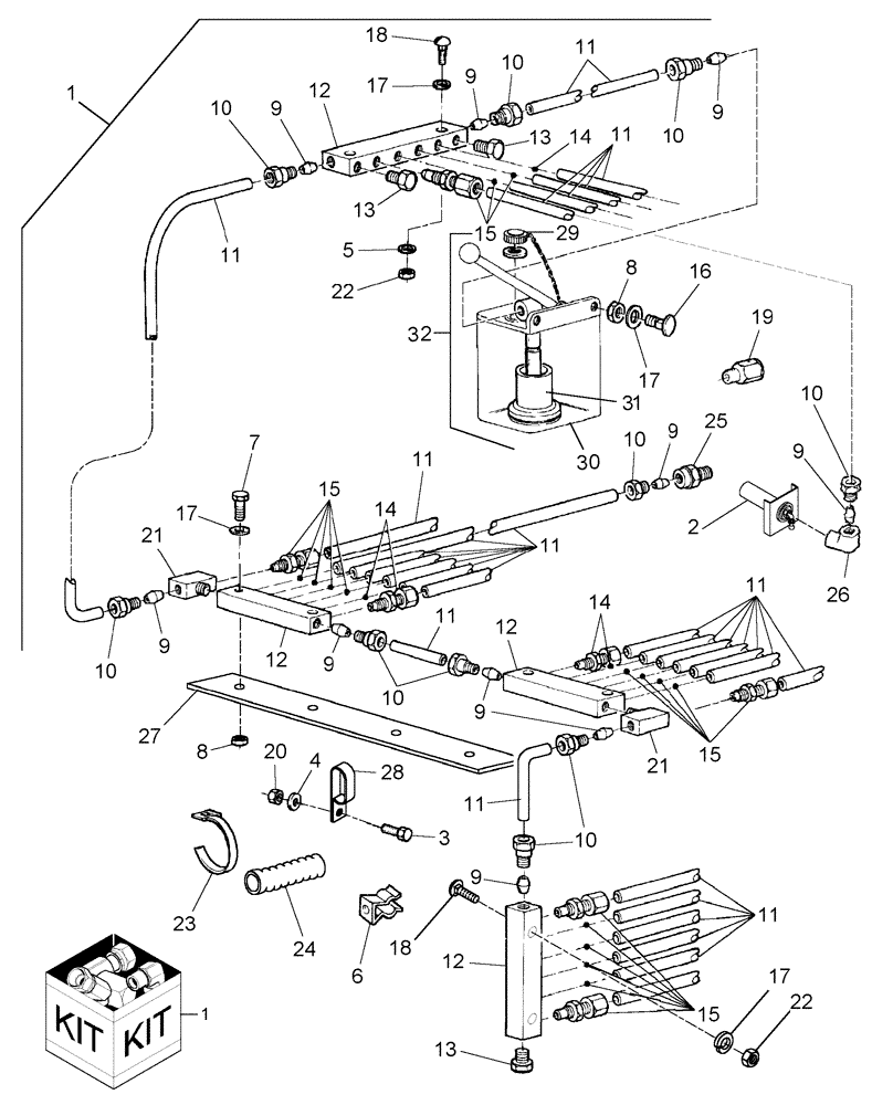 Схема запчастей Case IH SBX540 - (074) - MANUAL OILER KIT (88) - ACCESSORIES