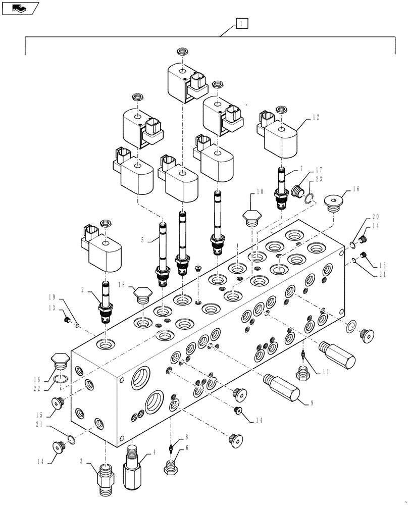 Схема запчастей Case IH 610 - (35.359.03) - BOOM CONTROL VALVE, 5 BANK, BREAKDOWN, 70 BOOM (35) - HYDRAULIC SYSTEMS