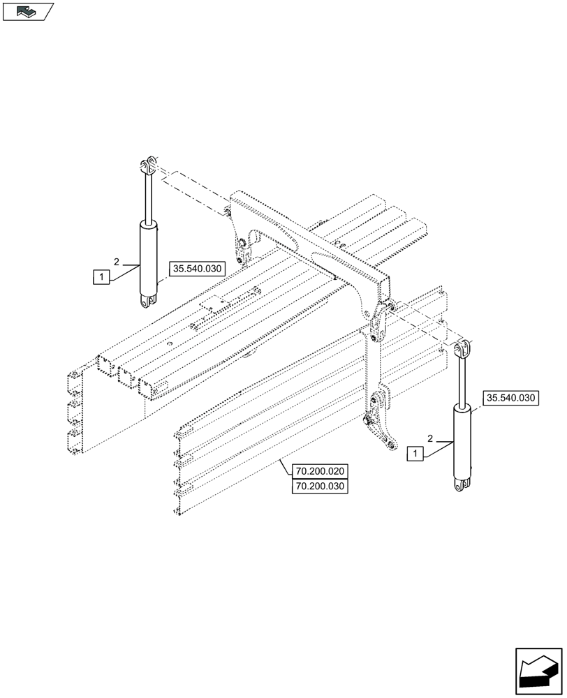 Схема запчастей Case IH LB324P - (35.540.010) - TENSION RAILS, CYLINDER (35) - HYDRAULIC SYSTEMS