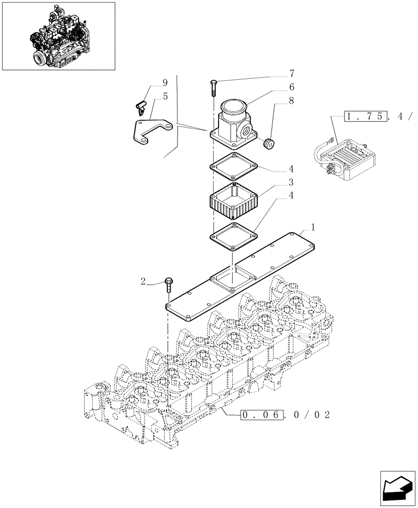 Схема запчастей Case IH MAXXUM 115 - (0.07.1/03) - INTAKE MANIFOLD (STD + VAR.330003-332115-332116) (01) - ENGINE