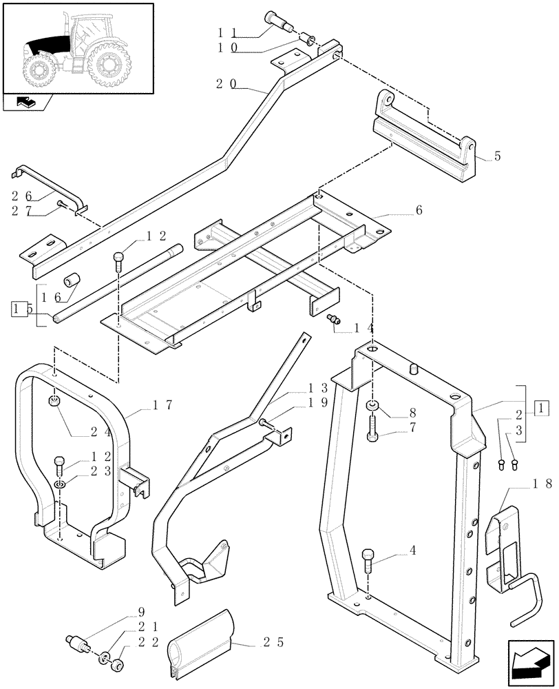 Схема запчастей Case IH PUMA 165 - (1.83.0[03A]) - HOOD - SUPPORTS - D6996 (08) - SHEET METAL