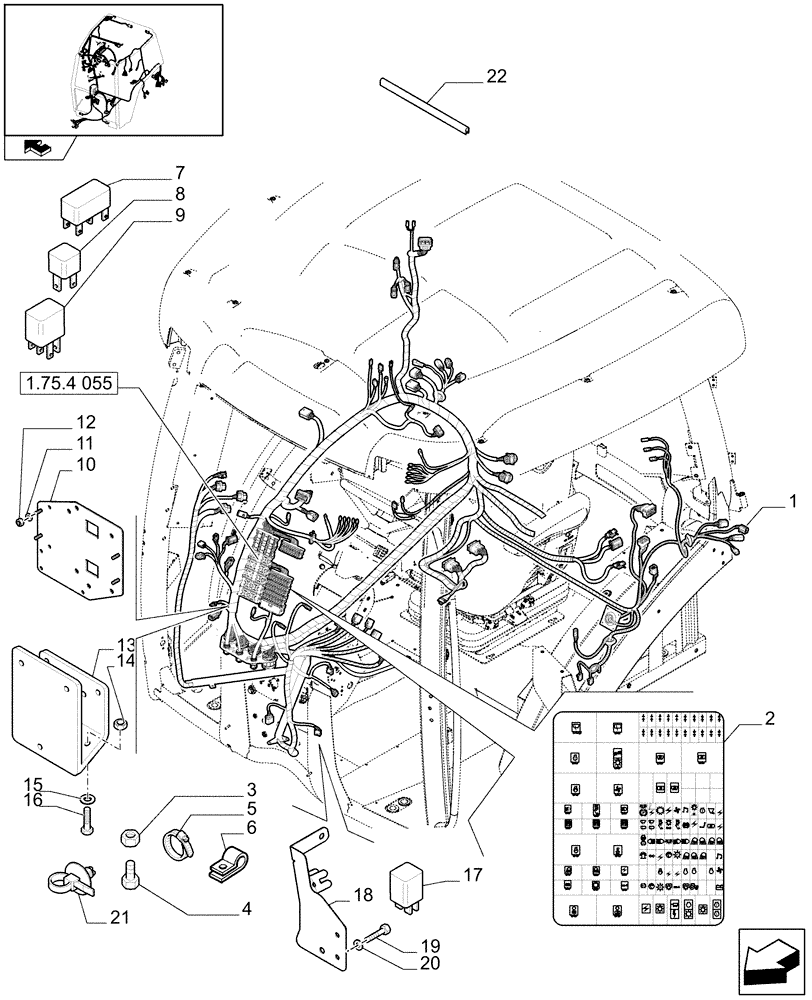 Схема запчастей Case IH PUMA 165 - (1.75.4[05]) - CAB CABLE AND RELATIVE PARTS (06) - ELECTRICAL SYSTEMS