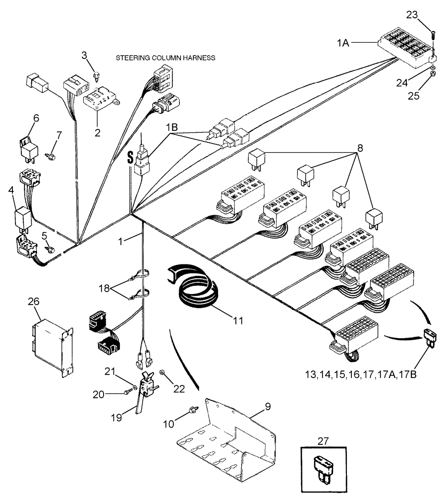 Схема запчастей Case IH CPX420 - (04-06) - HARNESS, CAB - PEDESTAL, RELAY AND FUSE BLOCK (06) - ELECTRICAL SYSTEMS