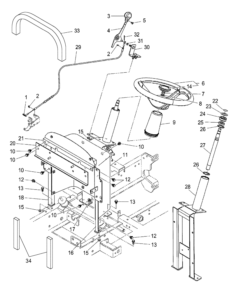 Схема запчастей Case IH DX25E - (04.04) - STEERING & STEERING COLUMN (04) - FRONT AXLE & STEERING