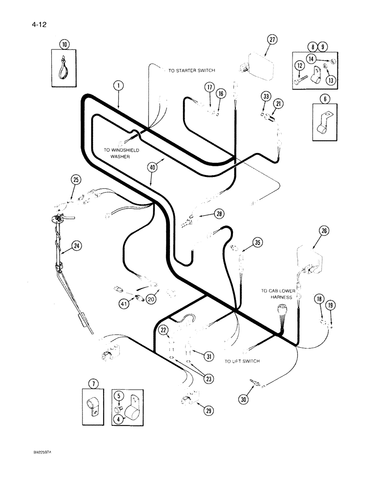 Схема запчастей Case IH 7130 - (4-012) - TRANSMISSION HARNESS, TRANSMISSION S/N AJB0001514 THROUGH AJB0041224 (04) - ELECTRICAL SYSTEMS