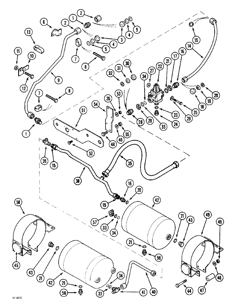 Схема запчастей Case IH 5150 - (7-30) - TRAILER BRAKE - PNEUMATIC TANK AND PIPES (07) - BRAKES