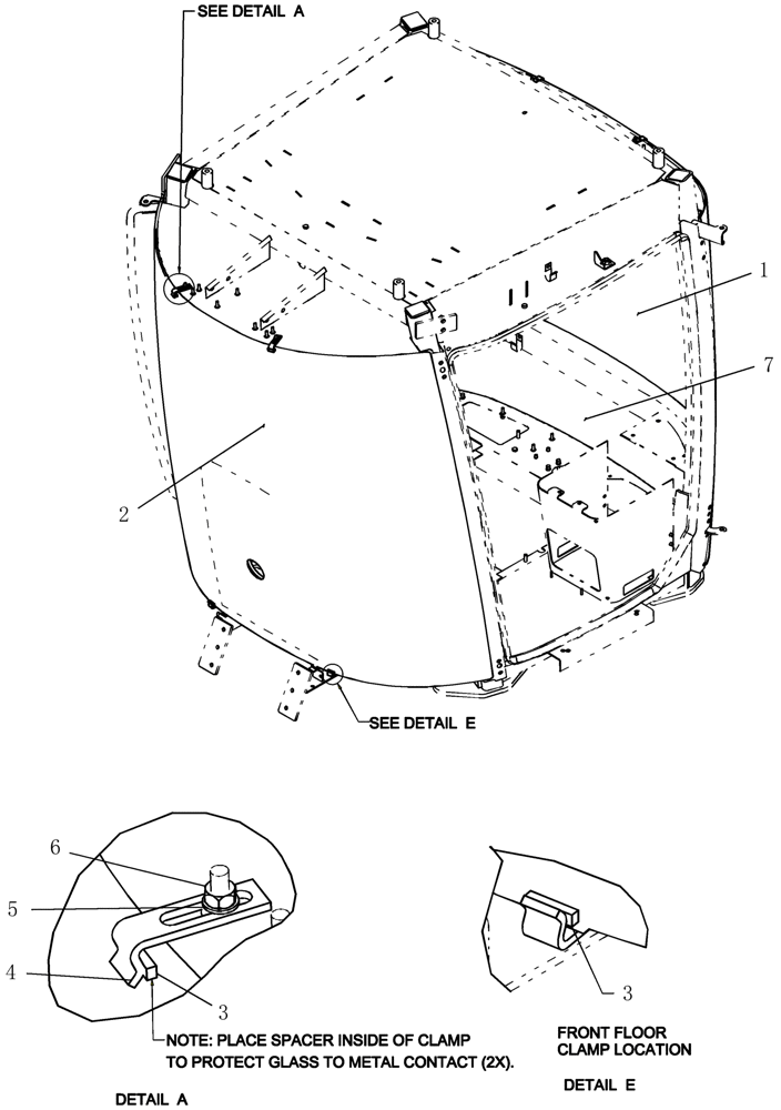 Схема запчастей Case IH TITAN 3520 - (01-029[03]) - GLASS MOUNTING GROUP (10) - CAB