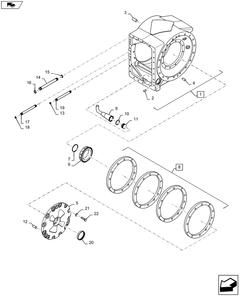 Схема запчастей Case IH STEIGER 350 - (25.102.01) - AXLE - ASSY - 315 SERIES - CENTER & LH BEARING ASSY. (25) - FRONT AXLE SYSTEM