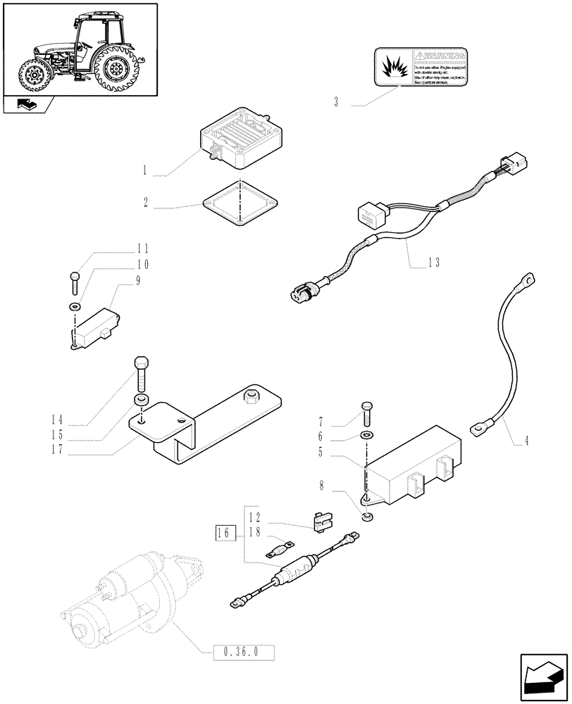 Схема запчастей Case IH FARMALL 85C - (1.75.4/08) - AIR HEATER ENGINE STARTING AID LESS BATTERY ISOLATOR SWITH (VAR.336206) (06) - ELECTRICAL SYSTEMS