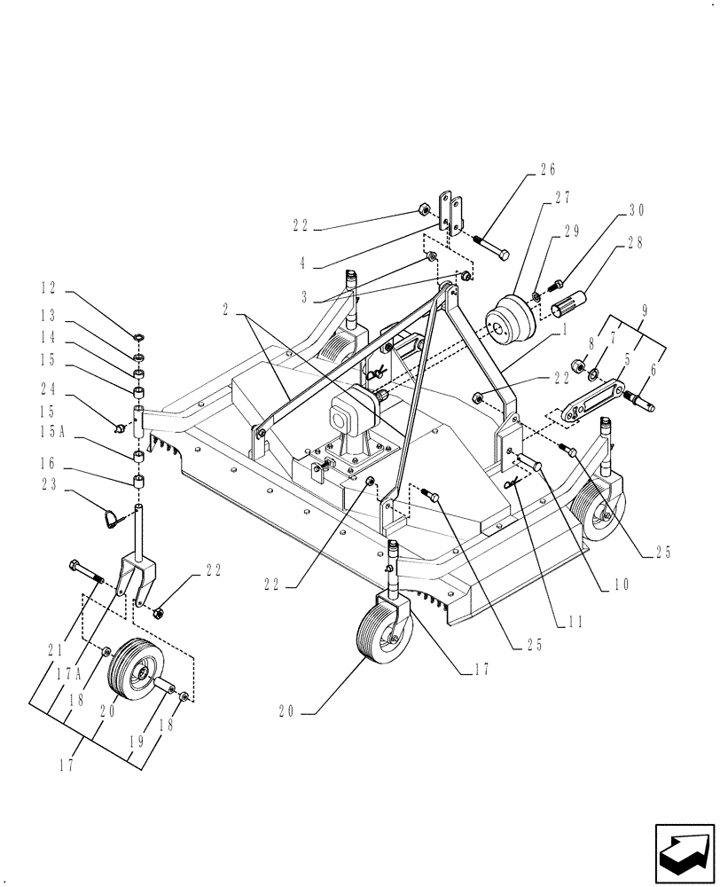 Схема запчастей Case IH RR72 - (013) - WHEEL SUPPORTS & 3 POINT HITCH FOR 72" MOWER 