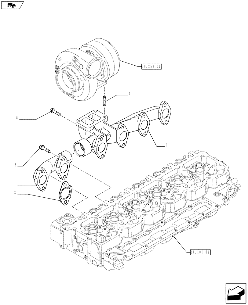 Схема запчастей Case IH F4HE9687L J100 - (10.254.05) - EXHAUST MANIFOLD (2855722) (10) - ENGINE