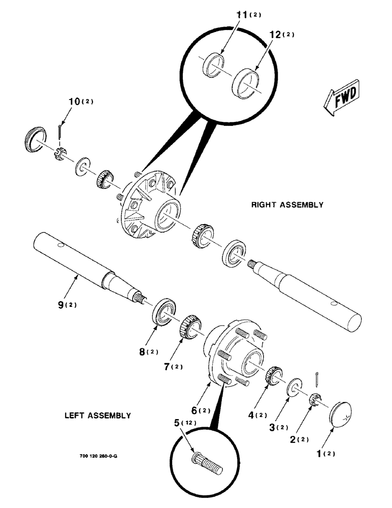 Схема запчастей Case IH 8480 - (7-06) - HUB AND AXLE ASSEMBLIES (12) - MAIN FRAME