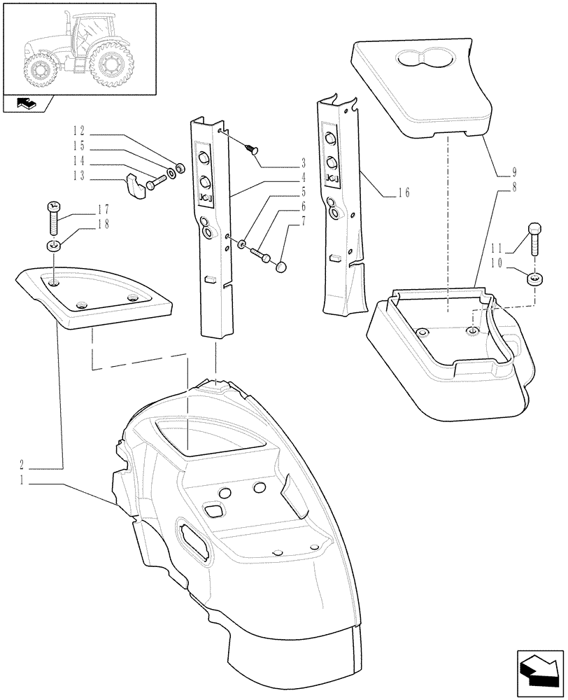 Схема запчастей Case IH PUMA 125 - (1.93.0[01]) - CONTROLS COVER - C6742 (10) - OPERATORS PLATFORM/CAB