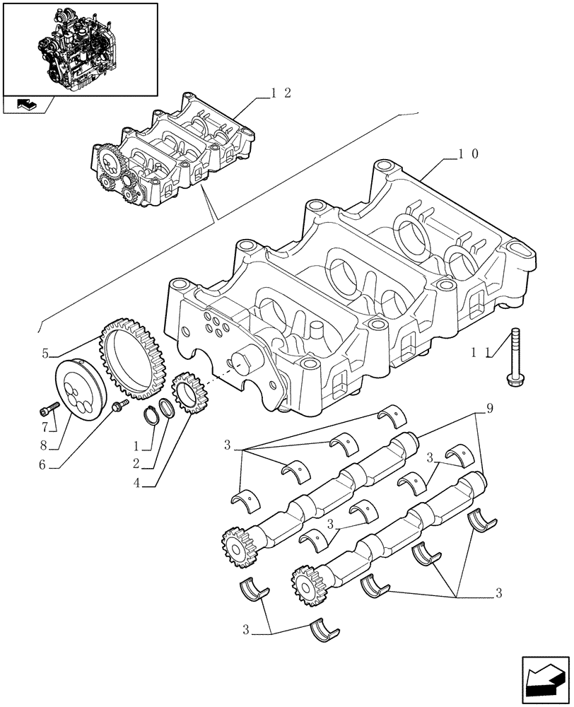 Схема запчастей Case IH FARMALL 95C - (0.10.5[01]) - DYNAMIC BALANCER, GEARS & SHAFTS (01) - ENGINE