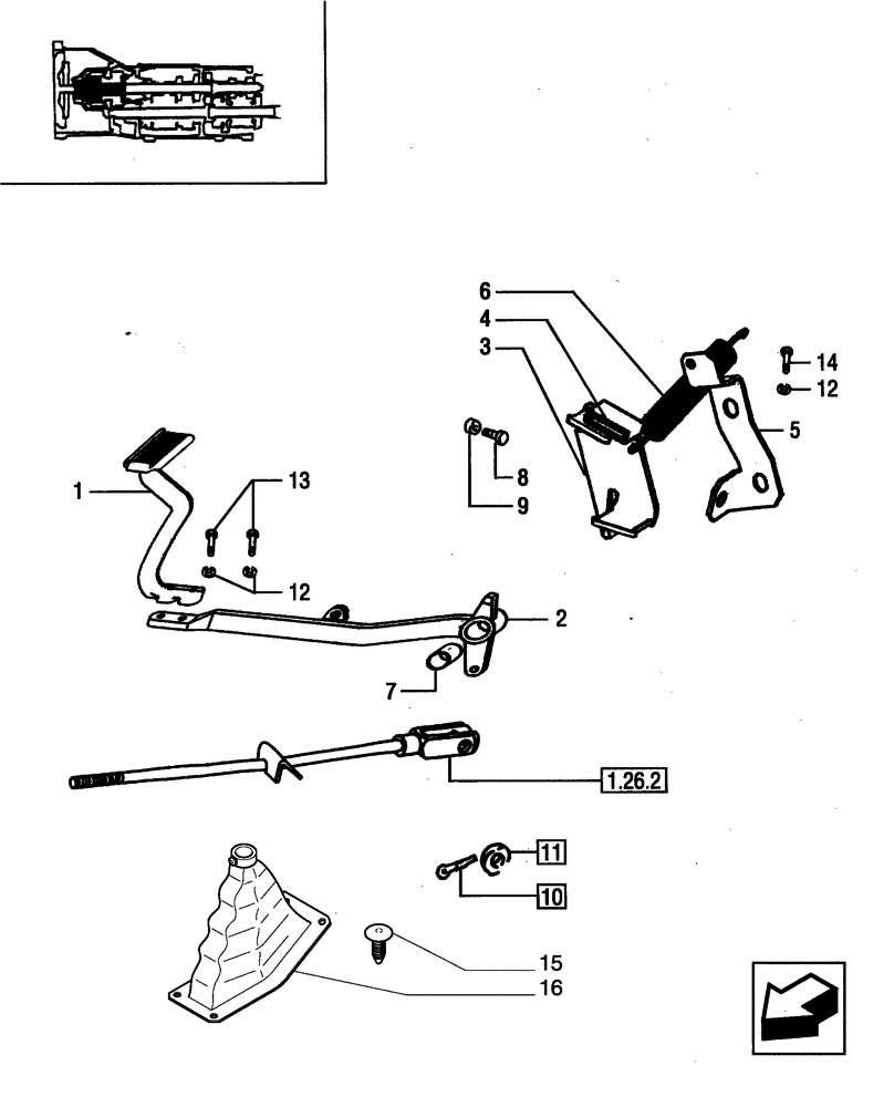 Схема запчастей Case IH JX95 - (1.26.0) - PEDAL COUPLING CONTROLS (03) - TRANSMISSION