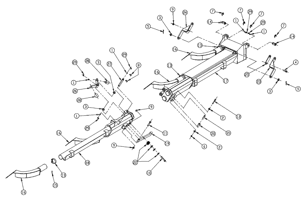 Схема запчастей Case IH 437 - (04-005) - BOOM GROUP, 2.5 TUBES, OUTER Boom Group