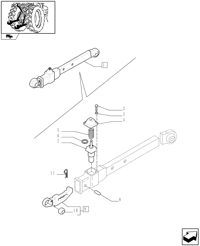 Схема запчастей Case IH FARMALL 85C - (1.89.6/01A) - FLEXIBLE LINK ENDS - BREAKDOWN (09) - IMPLEMENT LIFT