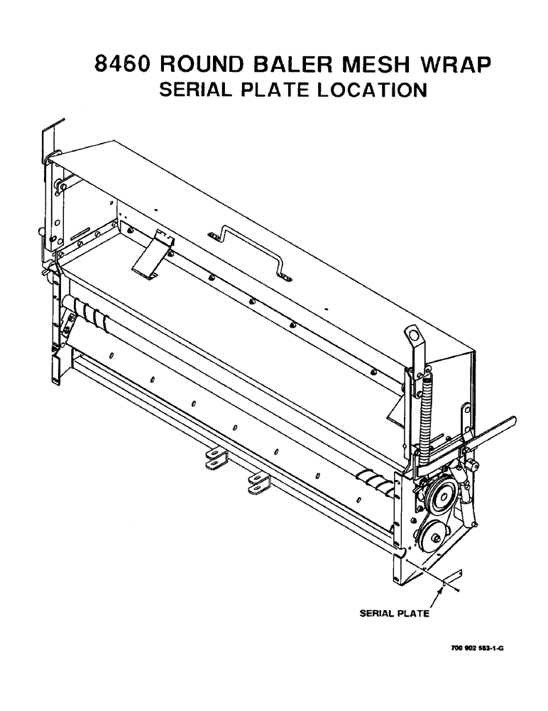 Схема запчастей Case IH 8460 - (02) - 8460 ROUND BALER MESH WRAP SERIAL PLATE LOCATION 