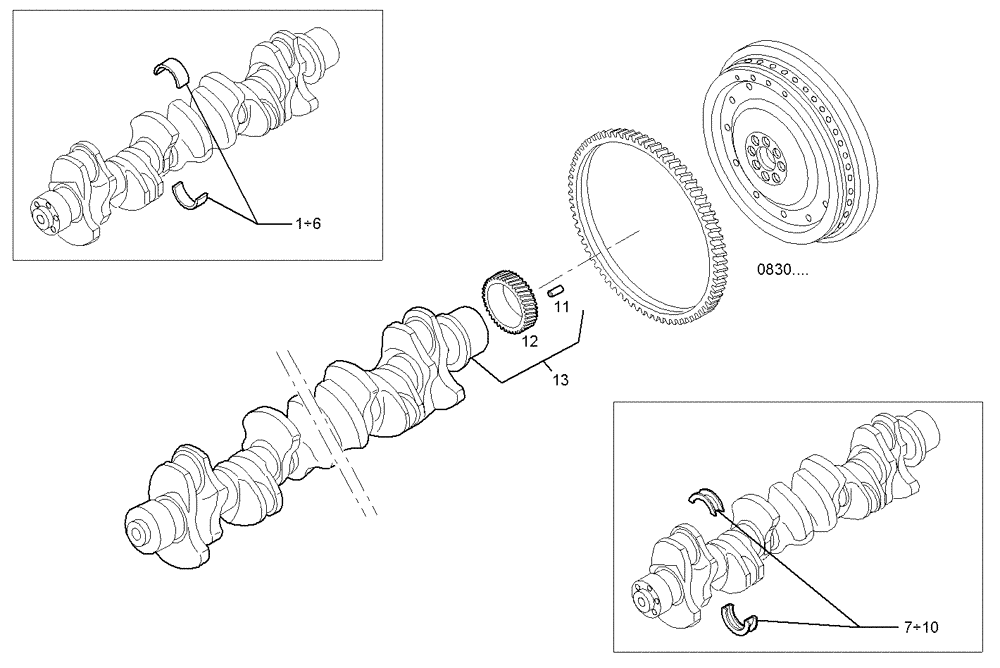 Схема запчастей Case IH F3BE0684R E901 - (0801.001) - CRANK SHAFT 