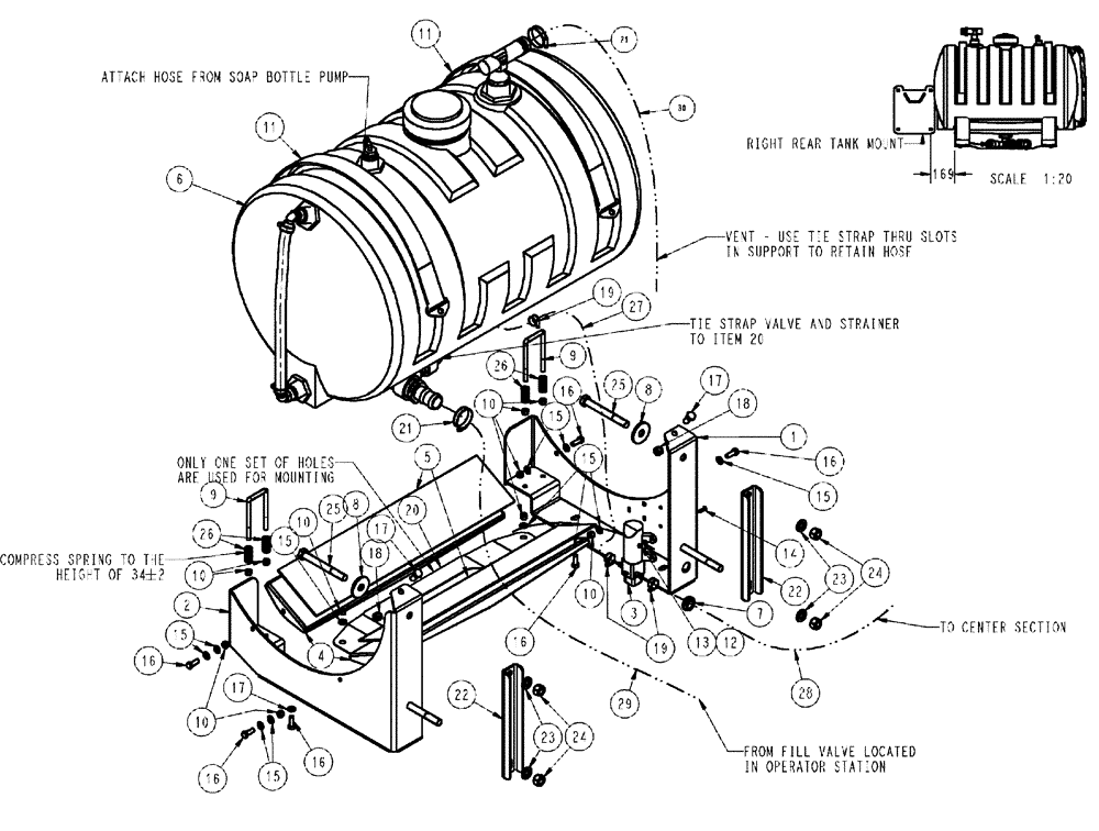 Схема запчастей Case IH SPX3310 - (09-052) - FOAM TANK GROUP Liquid Plumbing