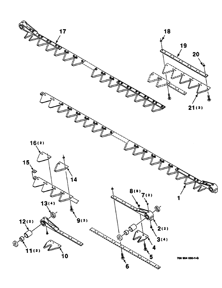 Схема запчастей Case IH 625 - (3-14) - SICKLE ASSEMBLIES, 14 FOOT (58) - ATTACHMENTS/HEADERS