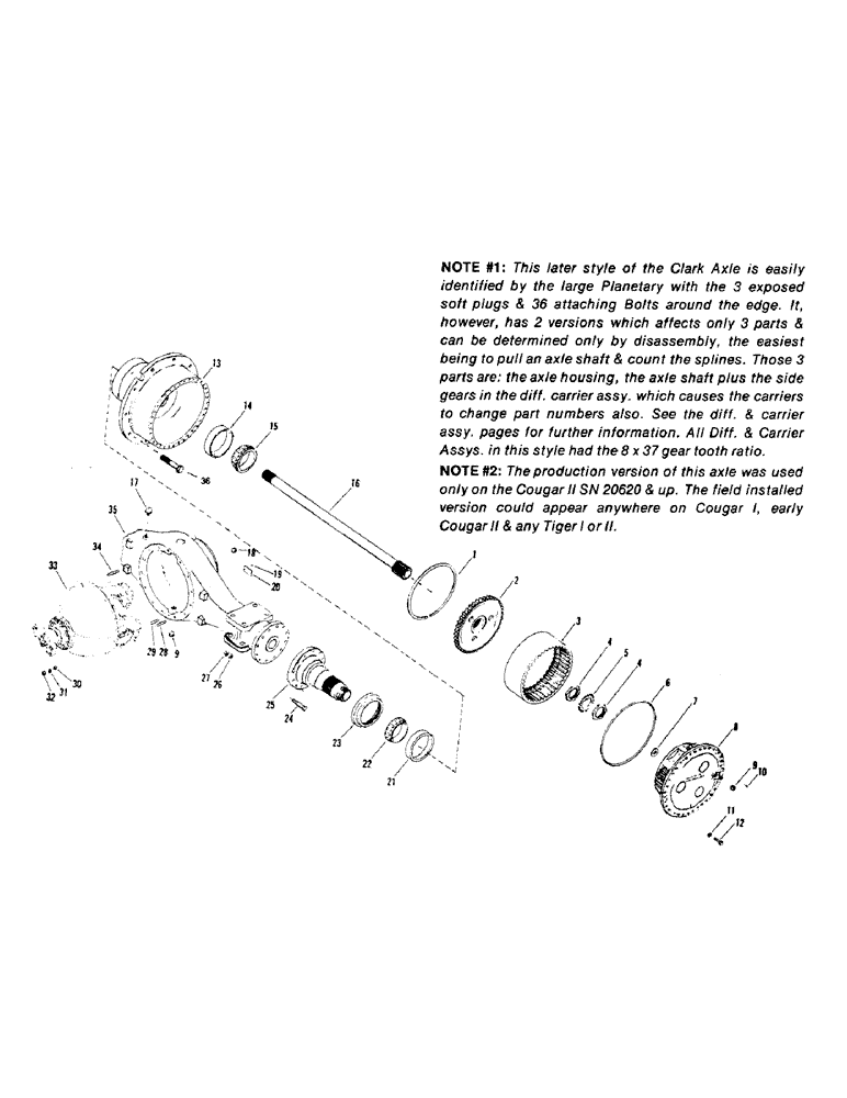 Схема запчастей Case IH STEIGER - (04-37) - AXLE ASSEMBLY, CLARK, LATER STYLE, COUGARS AND TIGERS (04) - Drive Train