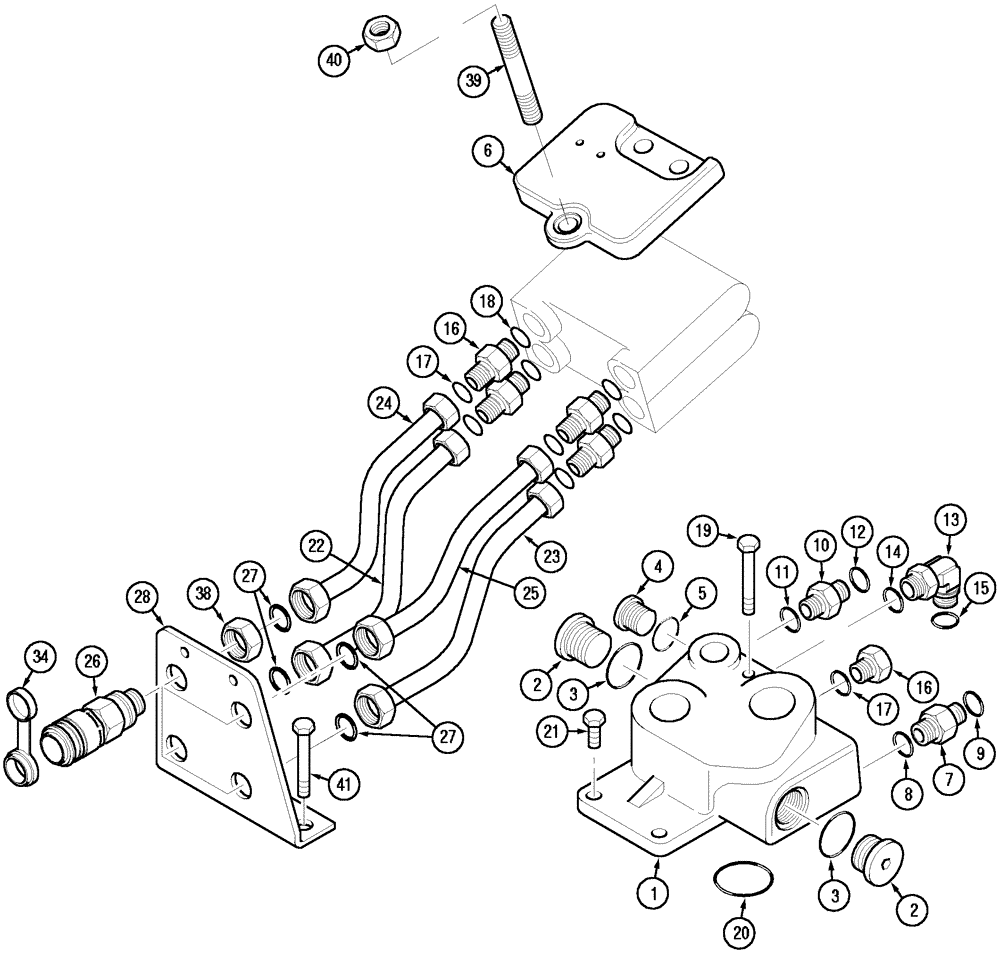 Схема запчастей Case IH MX170 - (08-17) - INLET AND OUTLET MANIFOLD (35) - HYDRAULIC SYSTEMS