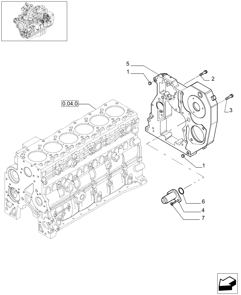 Схема запчастей Case IH F4GE9684D J600 - (0.04.3[01]) - CRANKCASE COVERS (504035016) 