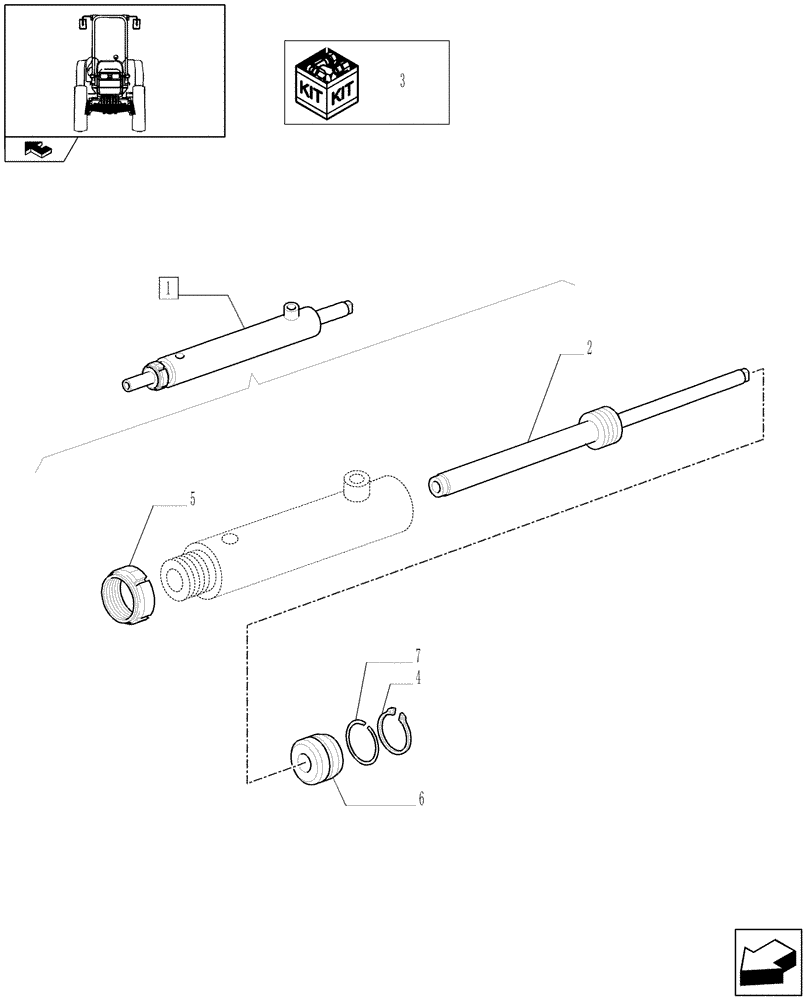 Схема запчастей Case IH FARMALL 65C - (1.40.0/12A) - 4WD FRONT AXLE - HYDRAULIC STEERING CYLINDER - BREAKDOWN (04) - FRONT AXLE & STEERING