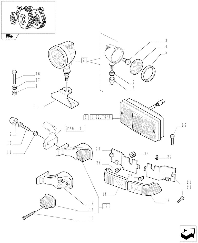 Схема запчастей Case IH FARMALL 75C - (1.75.6[01]) - LIGHTING COMPONENTS - L/CAB (06) - ELECTRICAL SYSTEMS